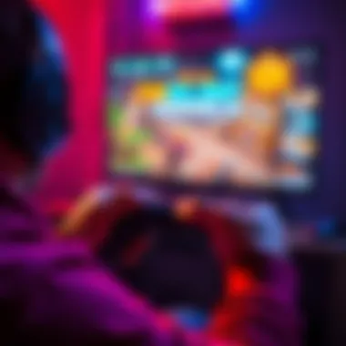 A person playing a video game with one hand while using a gaming controller, focused on the screen.