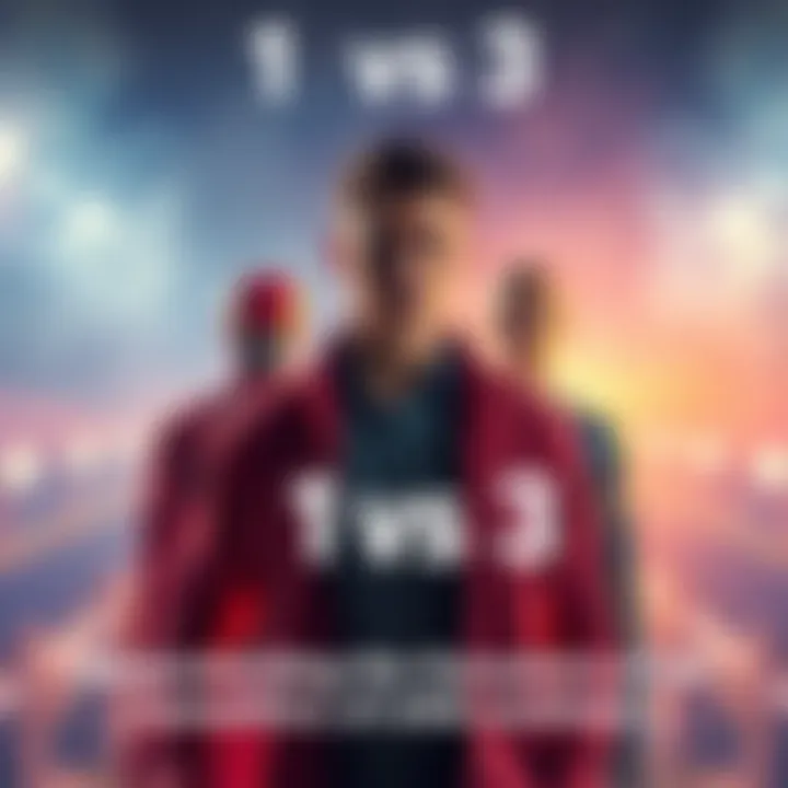 An individual stands confidently in front of three competitors, showcasing the dynamics of competition