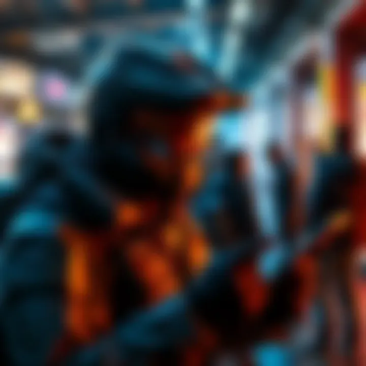 ONI Inspector at Halo User Forums An ONI inspector examines activity on Halo forums with people discussing the game.