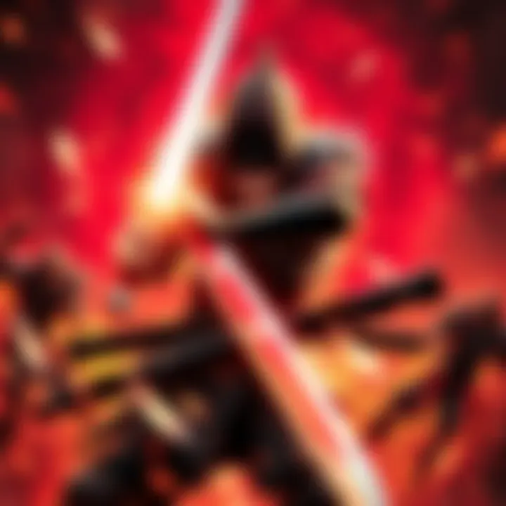 A character wielding a sword in an action-packed battle scene from Onimusha: Way of the Sword, showcasing intense combat and dynamic visuals