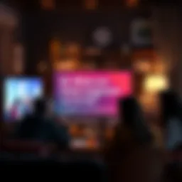 A group of people discussing opinions about a strange question on a computer screen in a cozy setting