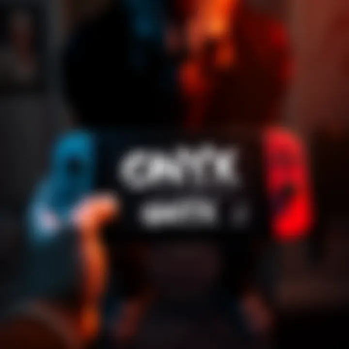 Cover art featuring a dark, eerie scene with ominous shadows and a handheld Nintendo Switch displaying the title Onyx The Dark Grip.