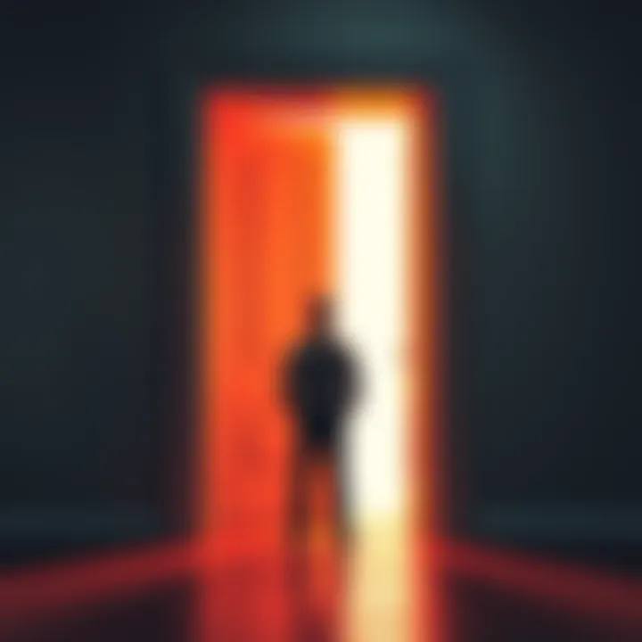 A person standing in front of an open door, looking hesitant, symbolizing the importance of timing in decision-making