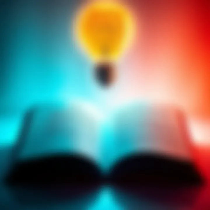 An open book with a glowing light bulb above it, symbolizing new ideas and perspectives.
