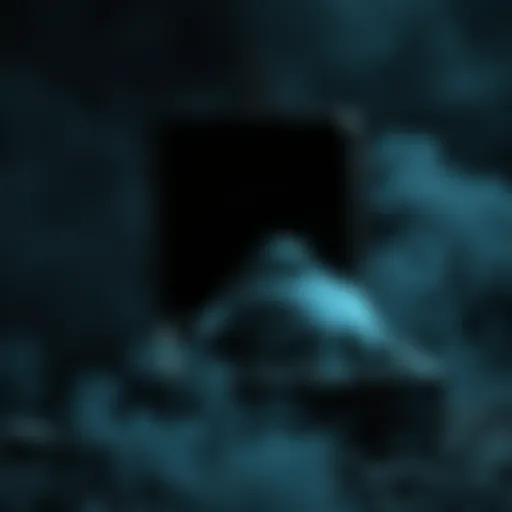 An open coffin partially revealing a shadowy figure inside, surrounded by dark mist and eerie lighting, symbolizing the fear of the unknown.