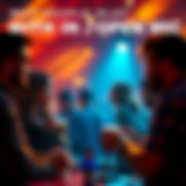 A group of people at an open mic, some chatting, eating snacks, and enjoying the performance