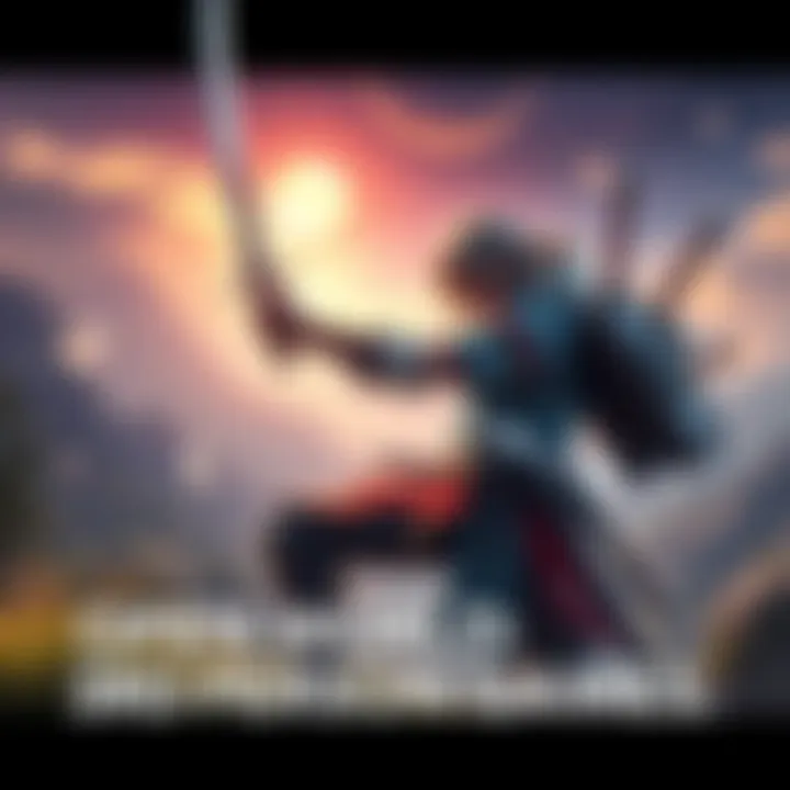 A character in an open world setting wielding a sword, surrounded by scenic landscapes and customizable gear.