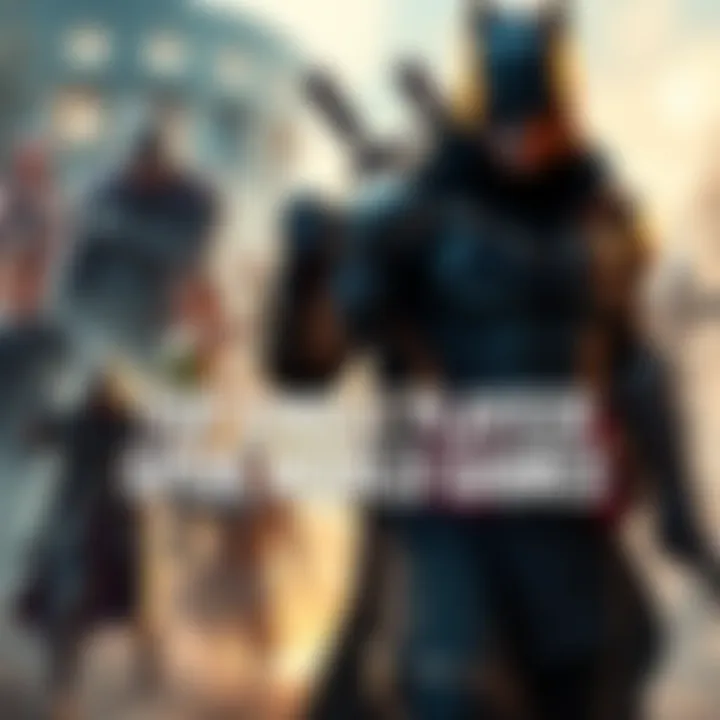 Open World Game Characters Various characters from open world games like Assassin's Creed and Batman Arkham Knight with action poses and vibrant backgrounds