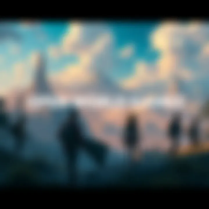 Gamers exploring a vast open world environment in a fantasy setting with lush landscapes and detailed characters