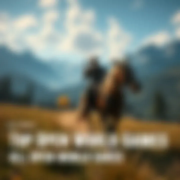 A character riding a horse in a vast open landscape with mountains and forests in the background, representing exploration in open world games.