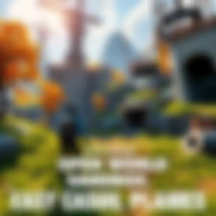 A player exploring a vibrant open world with survival elements, surrounded by nature, crafting tools, and building structures.