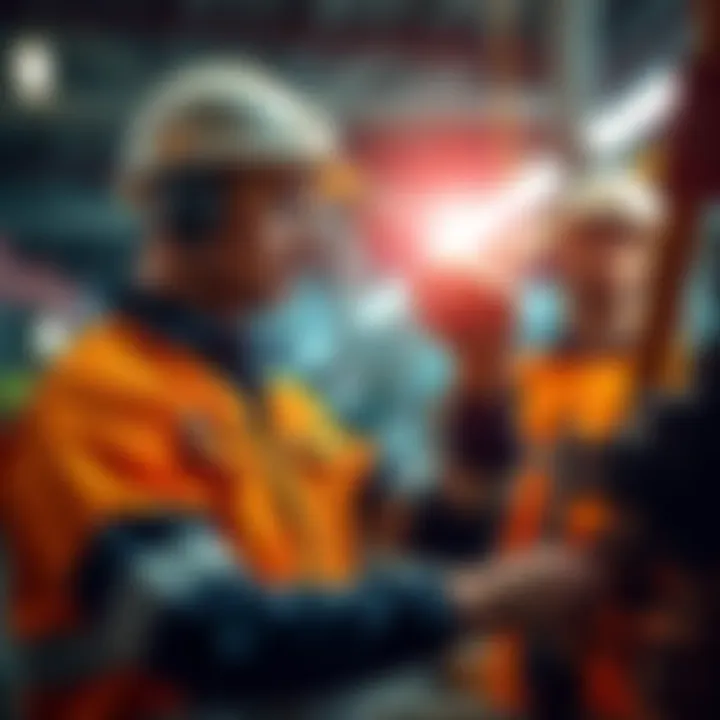 A professional operator adjusting their attire and work tools for improved performance.