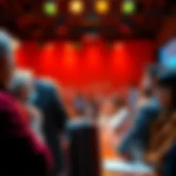 A group of diverse people discussing opinions about controversial figures in a lively debate setting