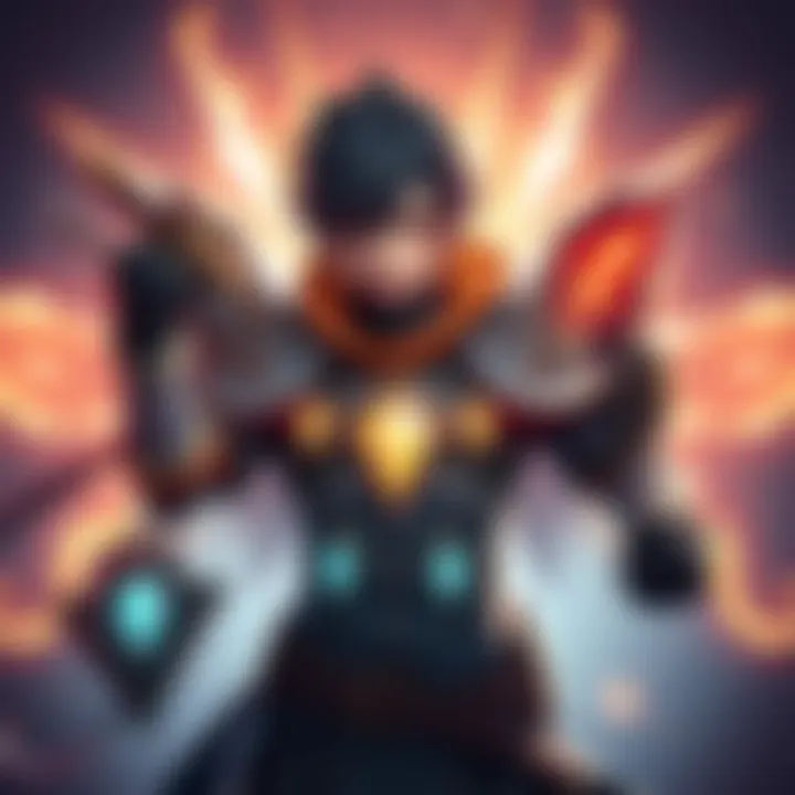 A character showcasing the new DPS gear set with high affinity stats, surrounded by glowing effects, ready for battle.