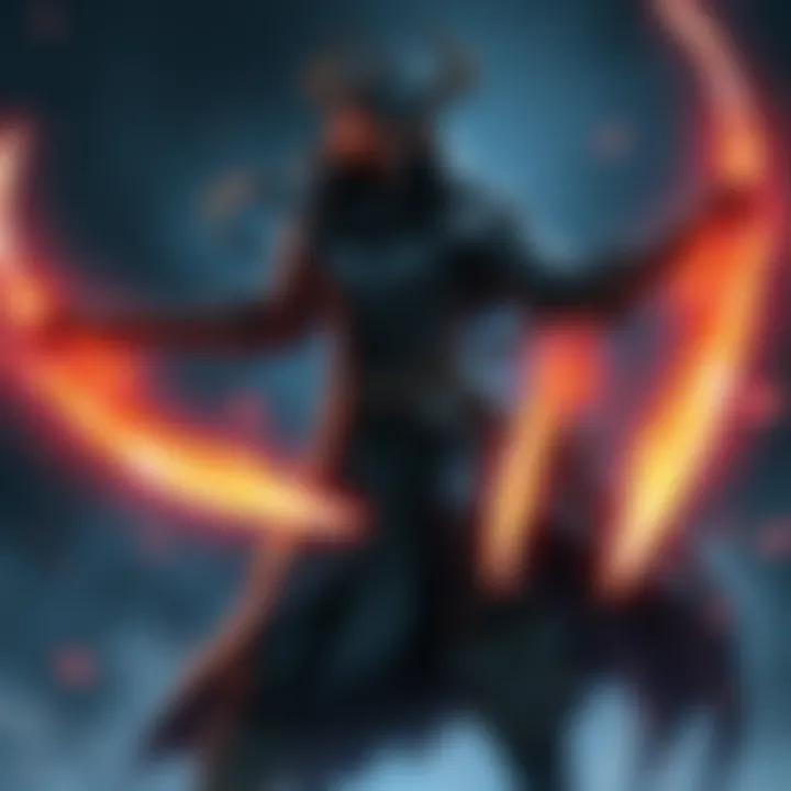 A digital illustration of Opu the Unseen, a rogue character with sleek, dark clothing and a stealthy stance, showcasing unique skills with glowing daggers.