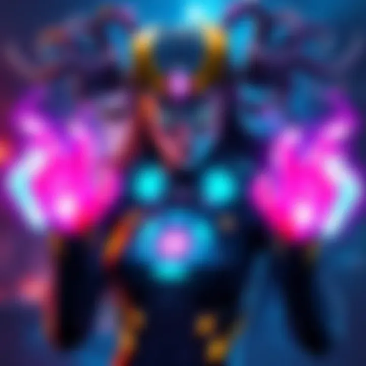 Oraxia displaying her health-draining and toxin abilities, with vibrant RGB effects around her