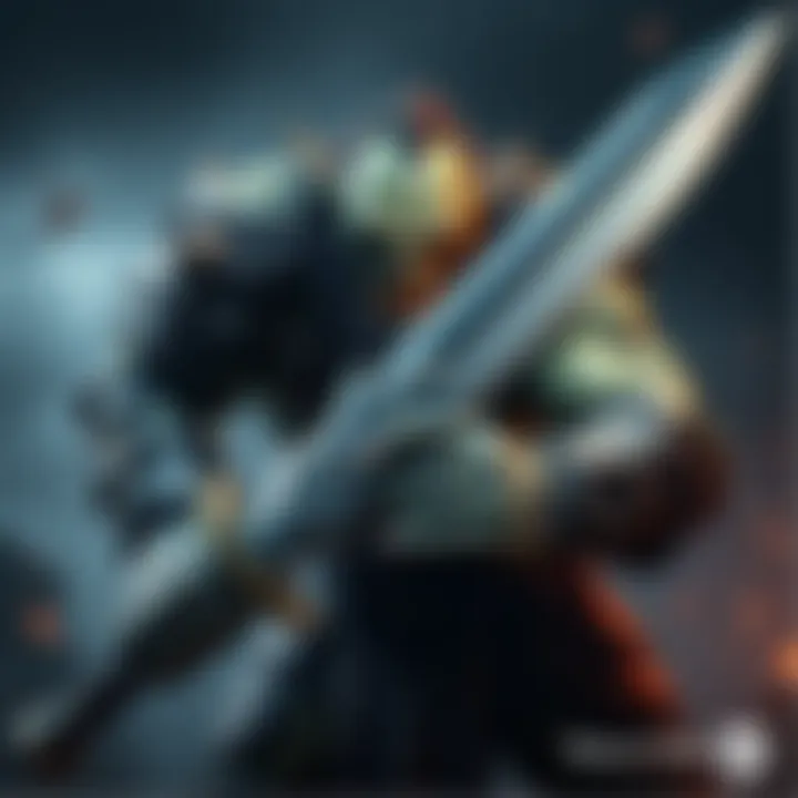 A powerful orc holding a sharp Death-Blade, showcasing its fierce look and warrior stance.