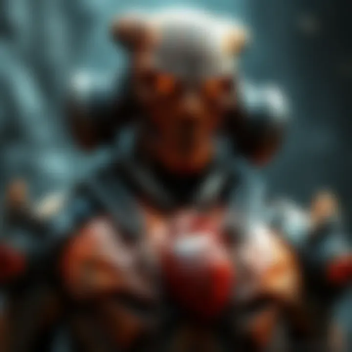 A concept illustration of a warforged character made with organic materials, featuring skin-like textures and a heart visible in the chest area.