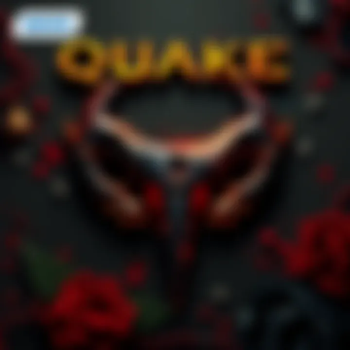 Cover of the original Quake game featuring its iconic logo and dark fantasy artwork