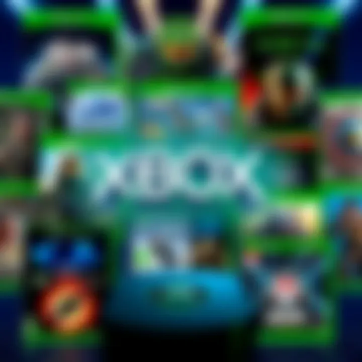 A collage of original Xbox launch games including Halo and other popular titles, showcasing their box art and console branding.
