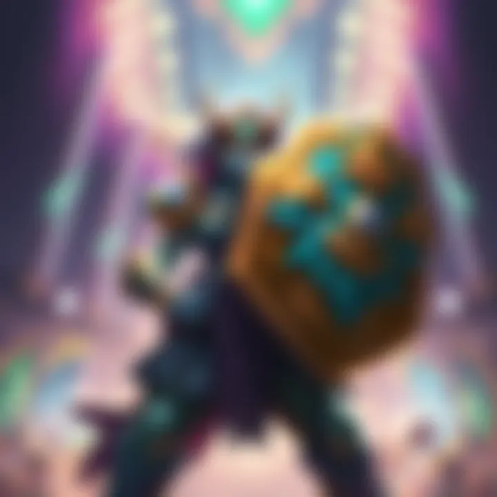 Orisa, a powerful hero with a dynamic shield, stands ready for battle in a vibrant arena, showcasing her special abilities as players anticipate her upcoming bans.