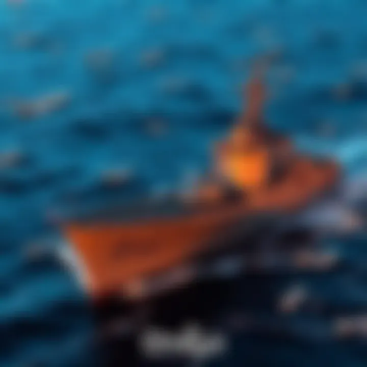 Side view of the Otago ship, showcasing its features possibly as a cruiser, destroyer, or transport, with a backdrop of ocean waves.