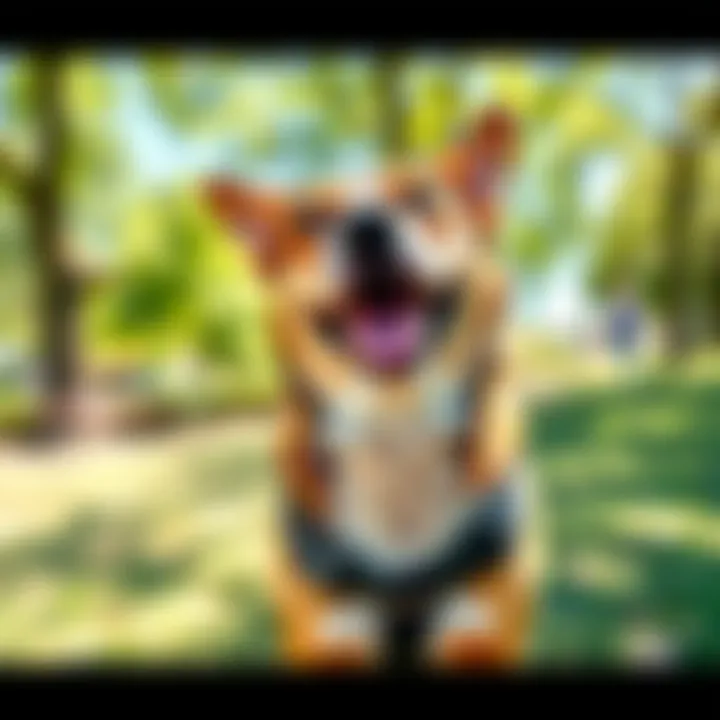 A playful dog named Otis enjoying a sunny day in the park with a bright smile