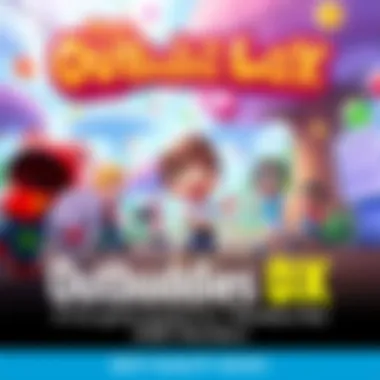 A vibrant scene from Outbuddies DX showing characters and colorful environments in action