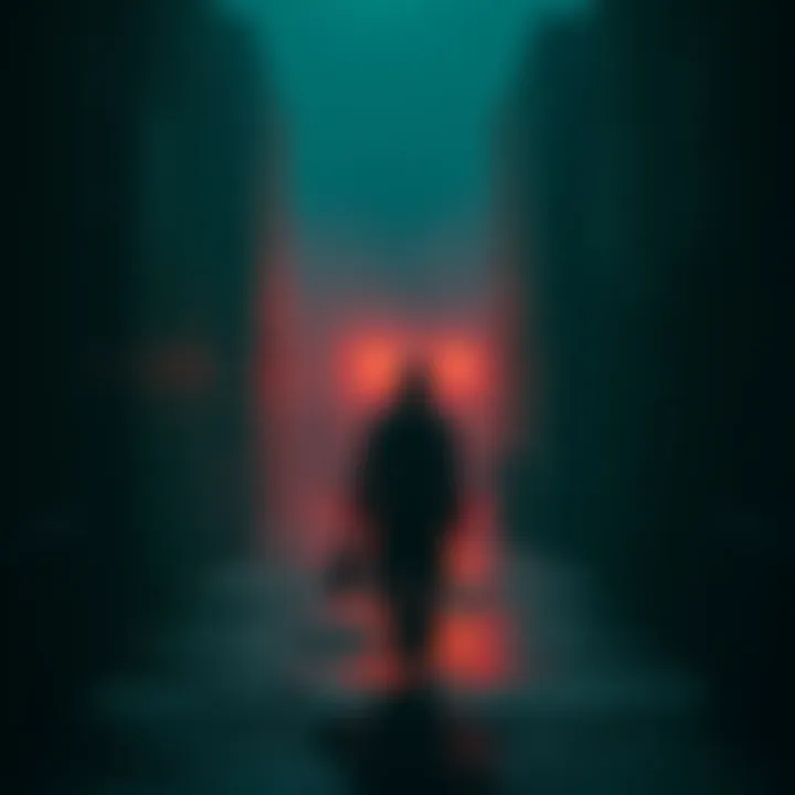 A character cautiously walking through a dark, eerie setting in Outlast 2, showcasing the game's atmosphere.