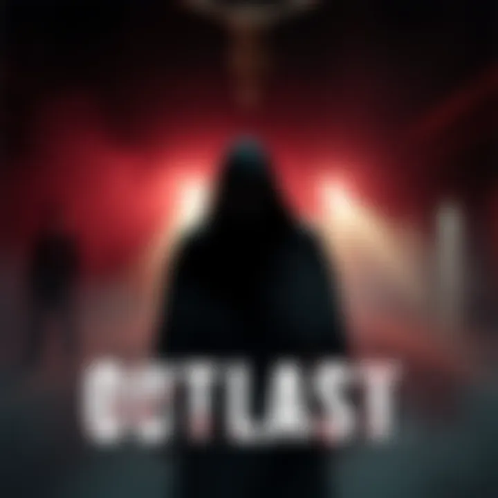 A scene from the upcoming Outlast movie featuring dark, suspenseful atmosphere with a mysterious character in the background