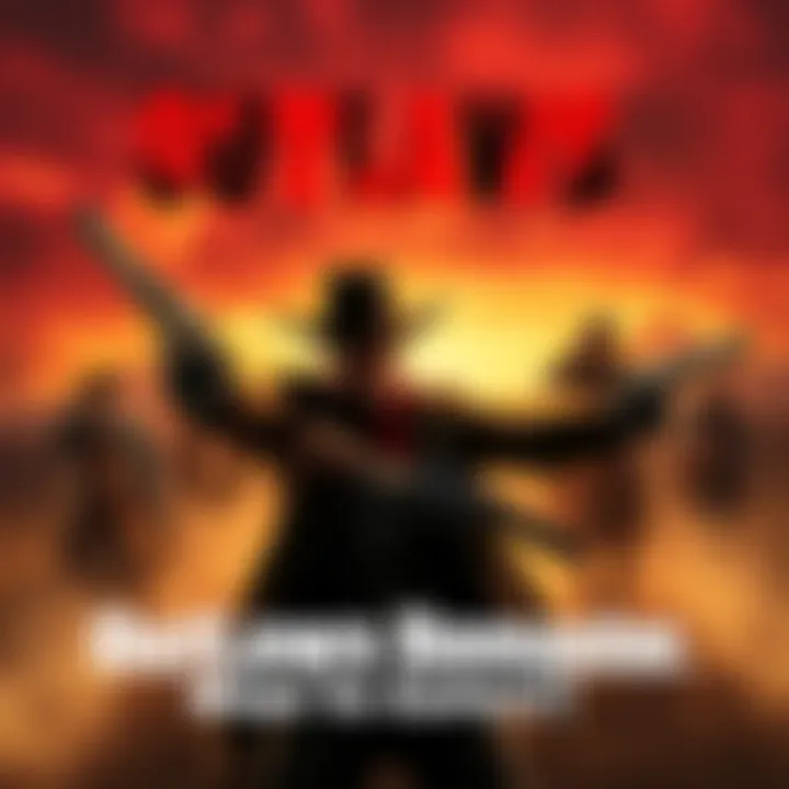 Promotional image for Outlaws remaster showing a Western-themed scene with cowboys and pistols.