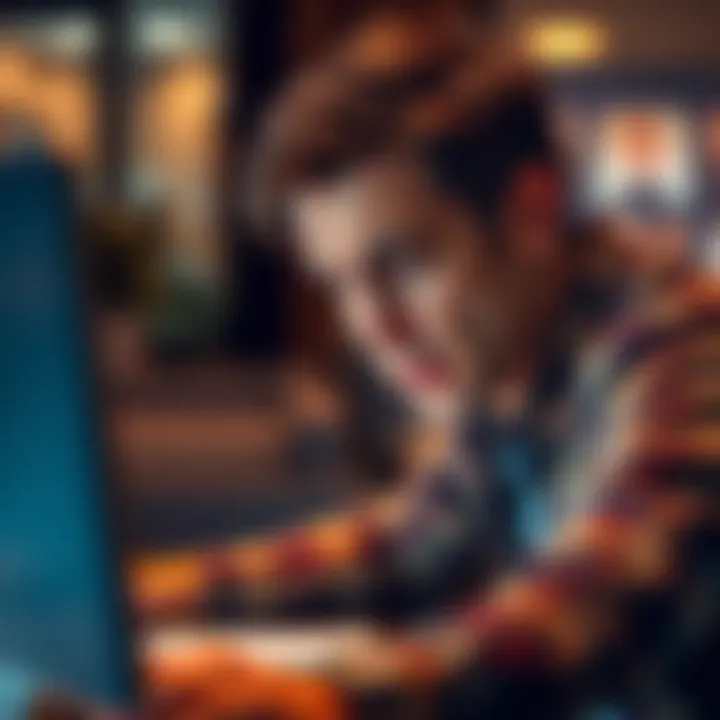 Outlook Read Emails Issue A person looking frustrated at their computer while using Outlook, unable to get the Read Three Emails feature to work.