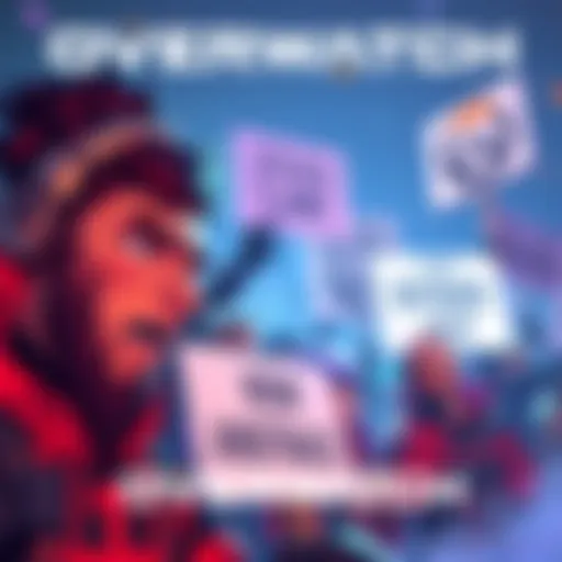 Gamers showing frustration over recent Overwatch changes with signs and expressions of discontent