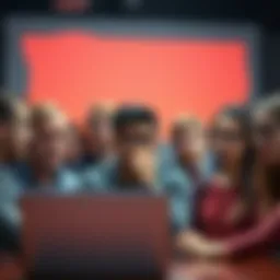 A group of people engaging in a heated discussion online, some showing anger while others look thoughtful, representing topics that trigger strong reactions.