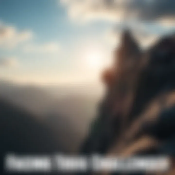 Overcoming Challenges A person climbing a steep mountain, symbolizing the struggle to overcome life's difficulties