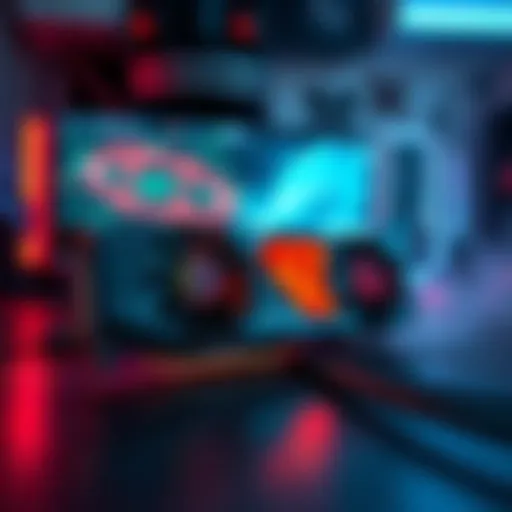 A graphic showing an overheating GPU with a game engine interface in the background, indicating performance issues.
