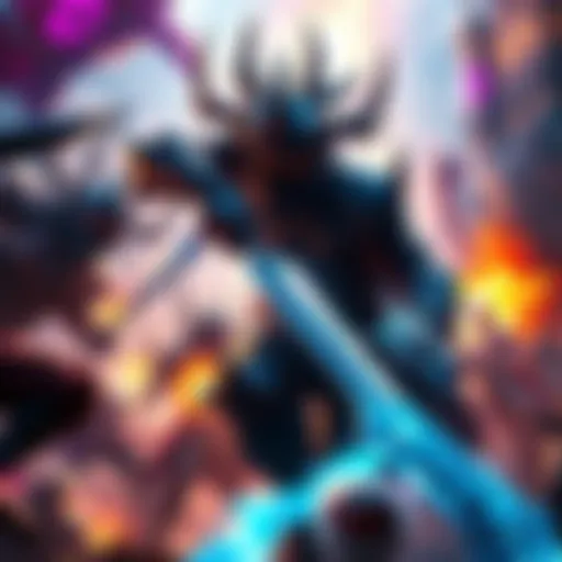 Overlooked Champion in Battle A strong champion engaging in combat against formidable foes, displaying resilience and skill, contrasting with Taylew's style.