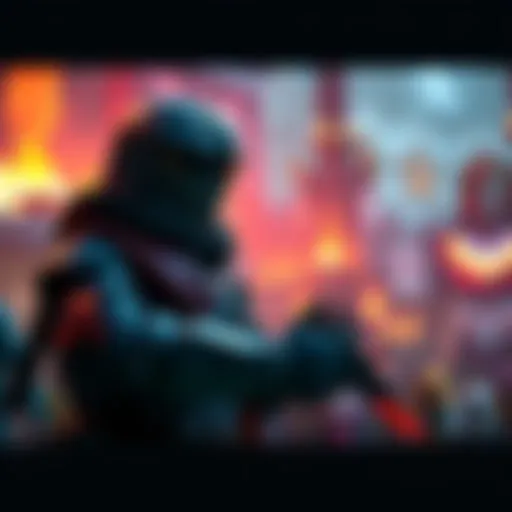 A character preparing to engage in battle in the Overture DLC, set against a vibrant game environment