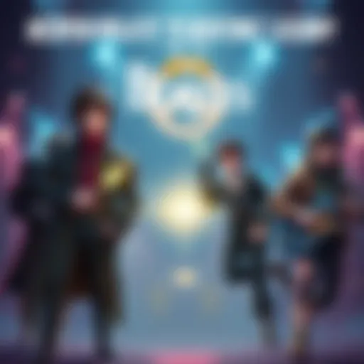 A group of Overwatch characters styled with elements reminiscent of The Beatles, showcasing music and gaming themes