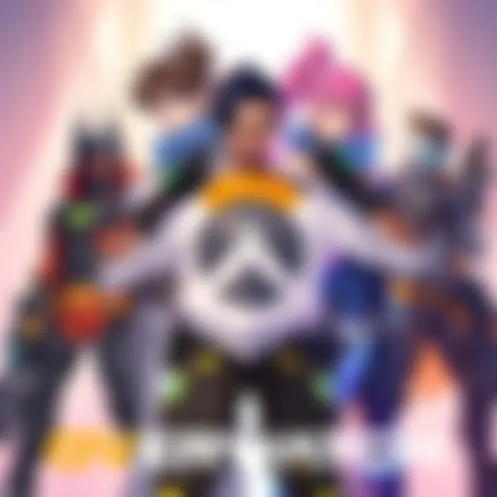 Overwatch character gender-swap concept art A colorful illustration showing an Overwatch character transformed into their gender-swapped version, featuring unique outfits and styles