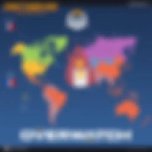 Map of Overwatch Heroes A colorful map showing the origins of Overwatch heroes, highlighting regions with varying representation, with icons representing different characters, alongside flags of countries.