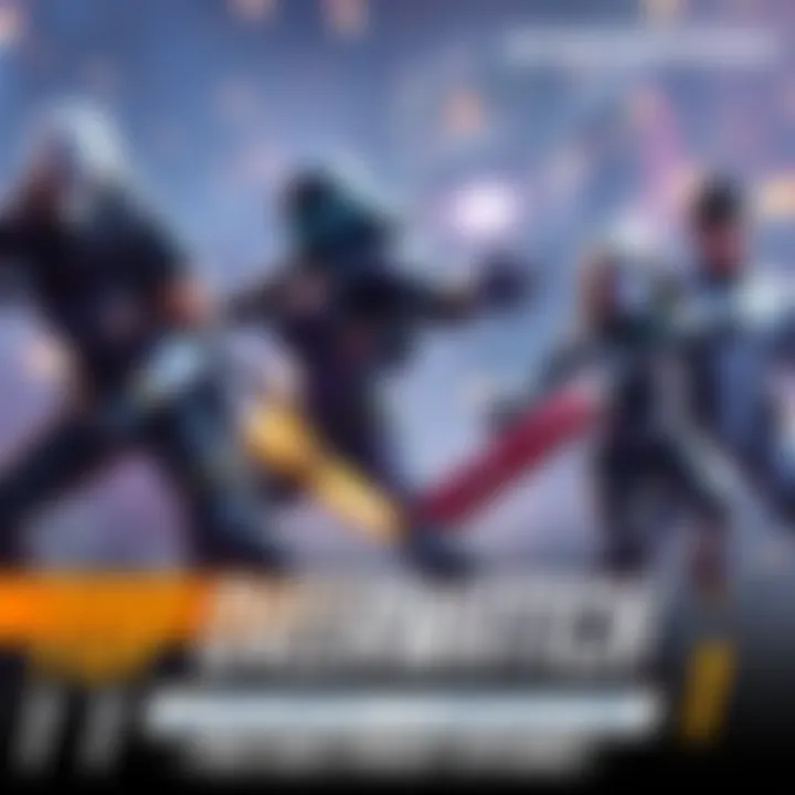 Four Overwatch 1 heroes coordinating together in a dynamic battle scene, showcasing teamwork and synergy during gameplay.