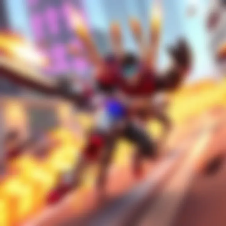 A fast-paced scene of an Overwatch 2 hero performing a skillful move, showcasing impressive stats and action in the game.