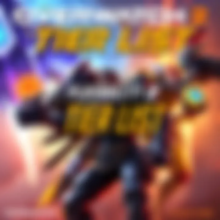 A colorful graphic showing Overwatch 2 characters ranked in a tier list format with vibrant backgrounds and character art
