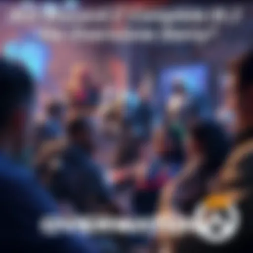 Fans discussing Overwatch 2 cutscene story and potential changes in foreground with game characters in the background