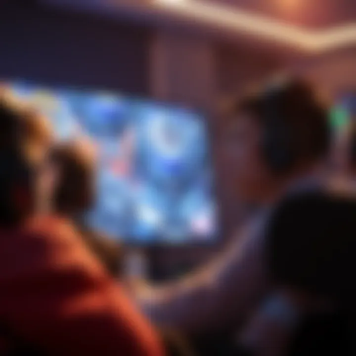 A group of gamers looking frustrated while playing Overwatch 2, showing characters from the game on the screen, reflecting concerns over design and balance issues.