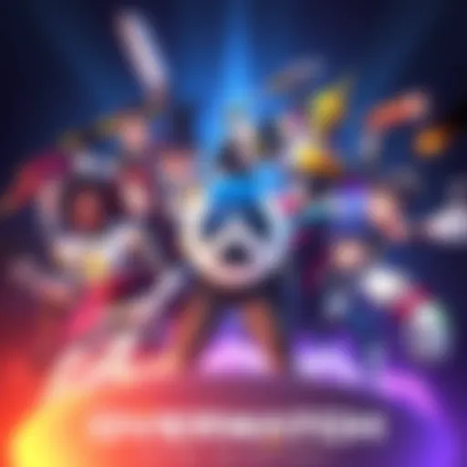 A colorful illustration featuring 51 community artists showcasing various Overwatch heroes in unique styles, celebrating the 10th anniversary.