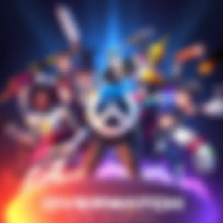 A colorful illustration featuring 51 community artists showcasing various Overwatch heroes in unique styles, celebrating the 10th anniversary.