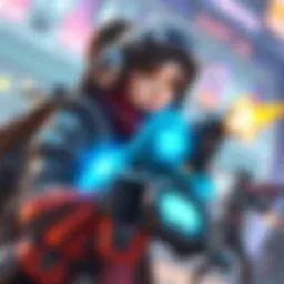 Ana, a support character in Overwatch, is shown healing teammates with her biotic rifle while in a match setting.