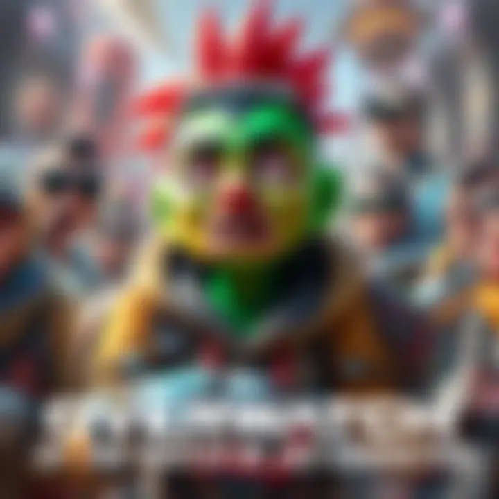 An unattractive version of Juno, a goofy Martian character, showing silly expressions while surrounded by Overwatch fans debating his design.